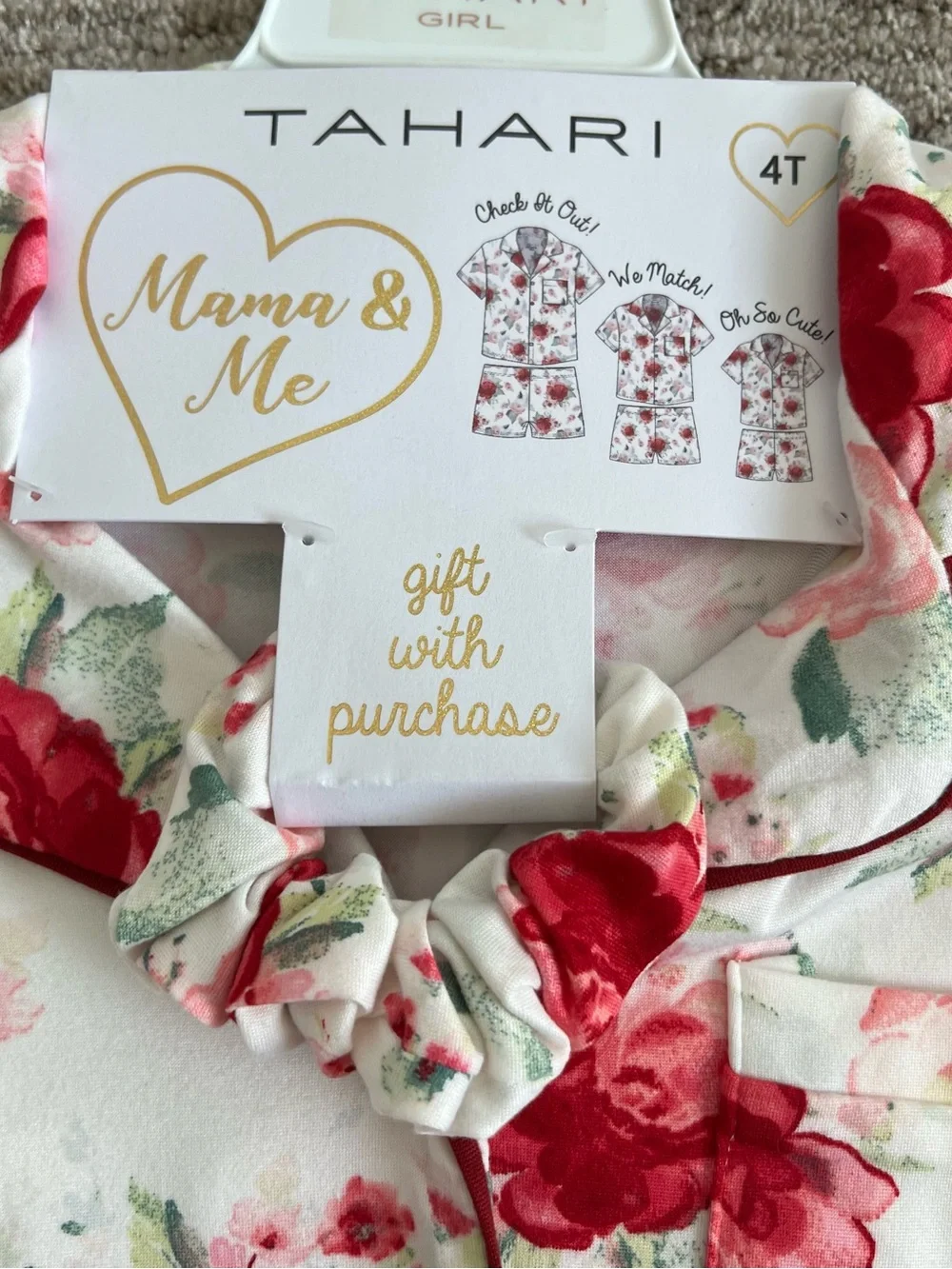 NWT Tahari Girls 3 Piece Pajama Set